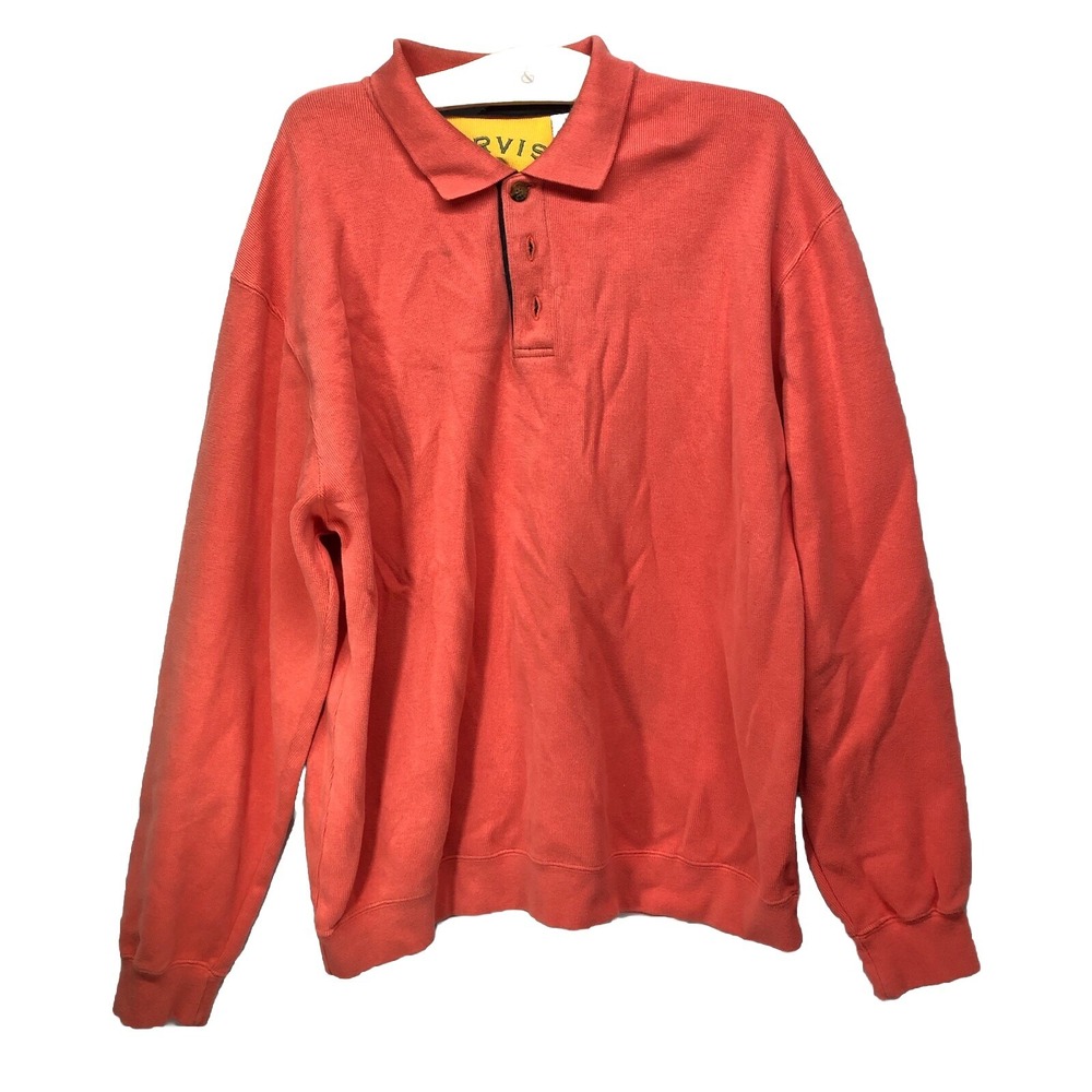 Orvis Long Sleeve Pullover Heavy Material Size  Large Peach Color